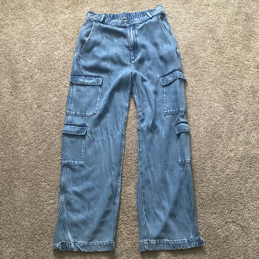 YFB Cargo Denim Pants Size Large Baggy Women's Young Fabulous Broke